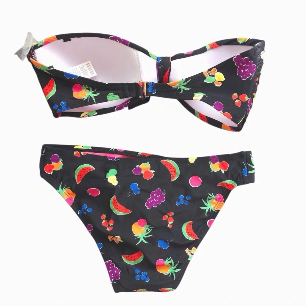 Kate Spade Bikini Two Piece Summer Fruit Bandeau Top With Removable Strap Medium